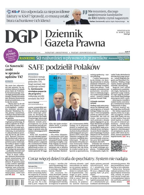 widok pierwszej strony Dziennik Gazeta Prawna
