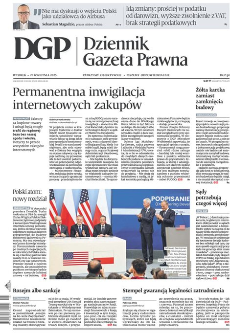 okłada najnowszego numeru Dziennik Gazeta Prawna