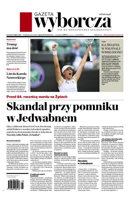 okłada najnowszego numeru Gazeta Wyborcza-Warszawa