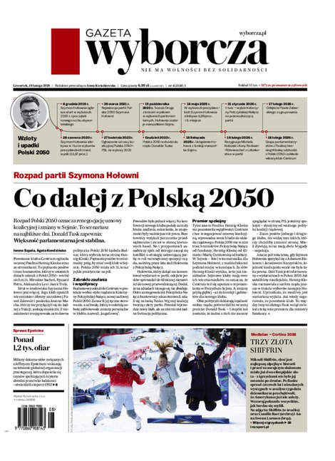 okłada najnowszego numeru Gazeta Wyborcza-Warszawa