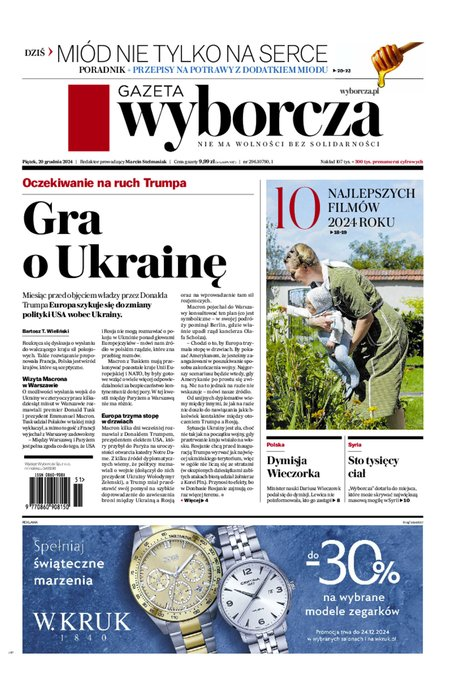 okłada najnowszego numeru Gazeta Wyborcza-Warszawa