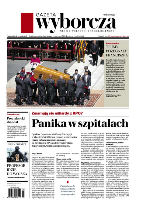 okłada najnowszego numeru Gazeta Wyborcza-Warszawa