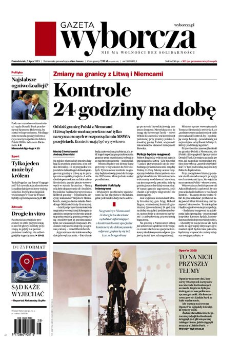 okłada najnowszego numeru Gazeta Wyborcza-Warszawa