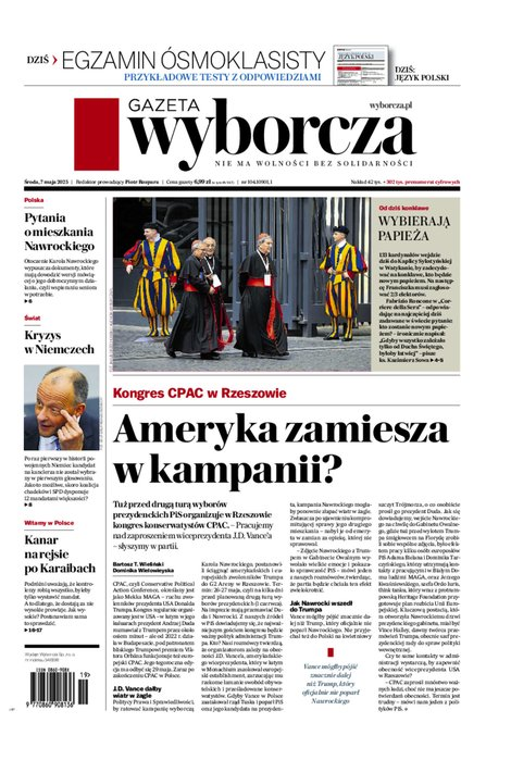 okłada najnowszego numeru Gazeta Wyborcza-Warszawa