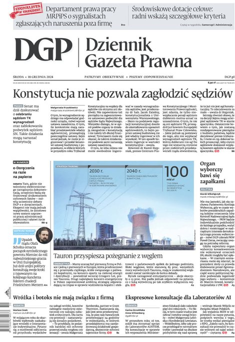 okłada najnowszego numeru Dziennik Gazeta Prawna