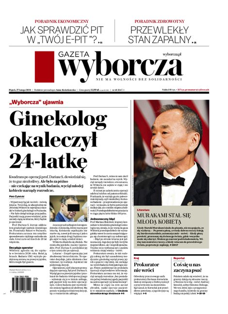 okłada najnowszego numeru Gazeta Wyborcza-Warszawa