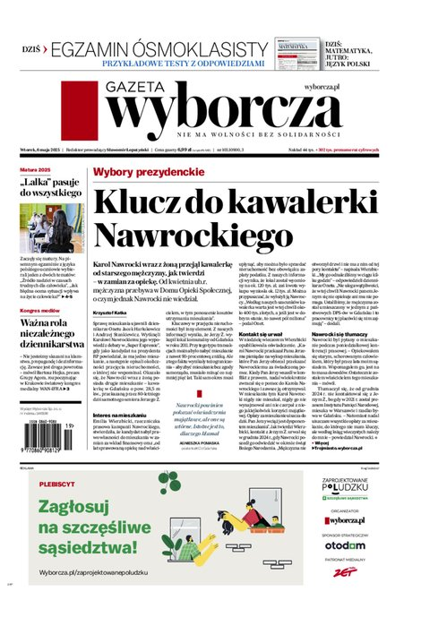 okłada najnowszego numeru Gazeta Wyborcza-Warszawa