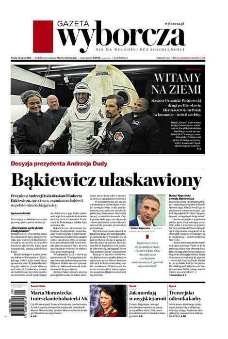 okłada najnowszego numeru Gazeta Wyborcza-Warszawa