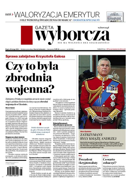 okłada najnowszego numeru Gazeta Wyborcza-Warszawa