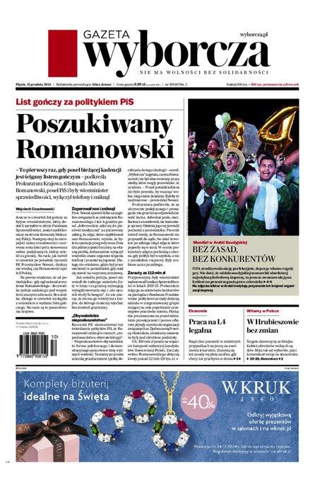 okłada najnowszego numeru Gazeta Wyborcza-Warszawa