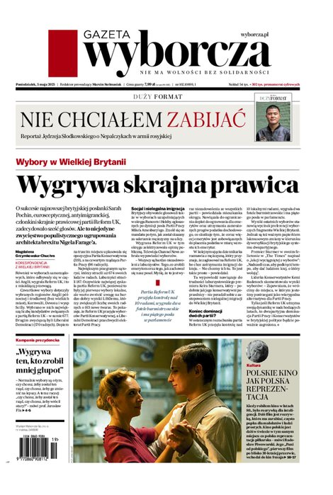 okłada najnowszego numeru Gazeta Wyborcza-Warszawa