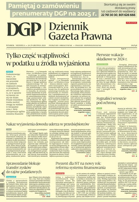 okłada najnowszego numeru Dziennik Gazeta Prawna