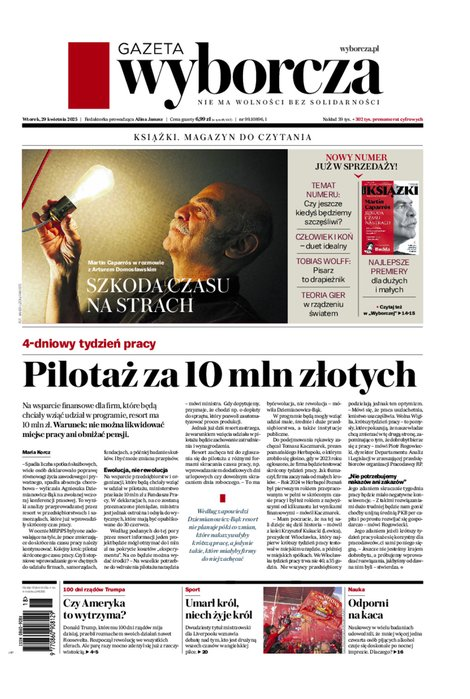 okłada najnowszego numeru Gazeta Wyborcza-Warszawa
