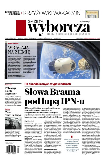 okłada najnowszego numeru Gazeta Wyborcza-Warszawa