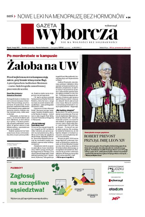 okłada najnowszego numeru Gazeta Wyborcza-Warszawa