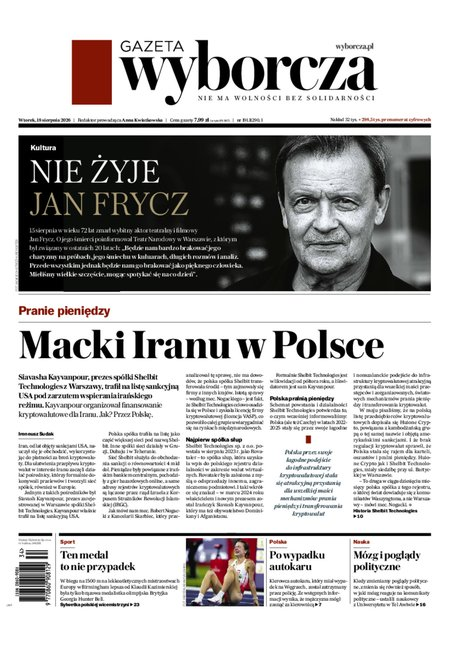 okłada najnowszego numeru Gazeta Wyborcza-Warszawa