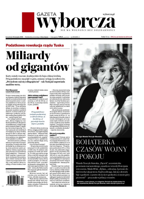 okłada najnowszego numeru Gazeta Wyborcza-Warszawa