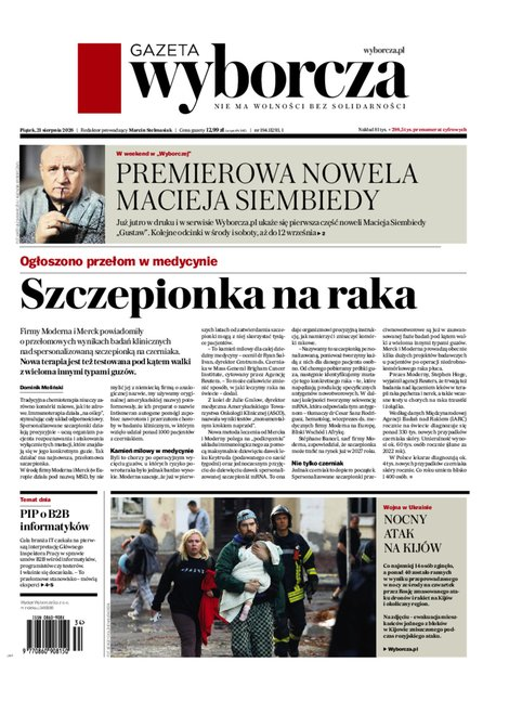 okłada najnowszego numeru Gazeta Wyborcza-Warszawa