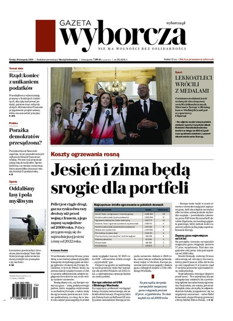 okłada najnowszego numeru Gazeta Wyborcza-Warszawa