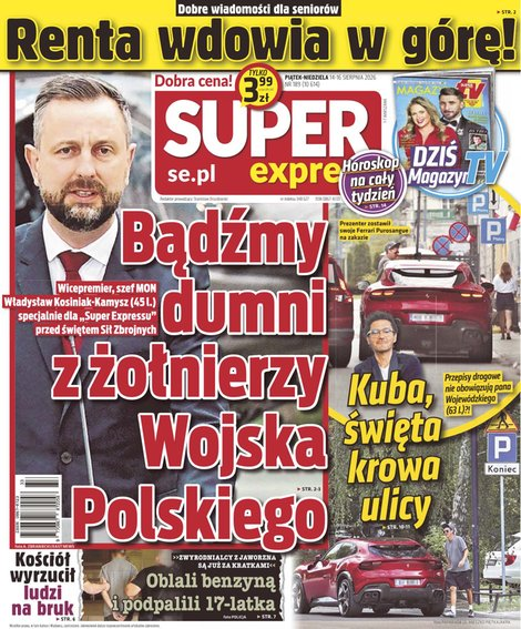 widok pierwszej strony Super Express