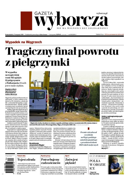 okłada najnowszego numeru Gazeta Wyborcza-Warszawa